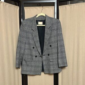Vintage Pendleton Black and White Plaid Blazer, Pure Wool